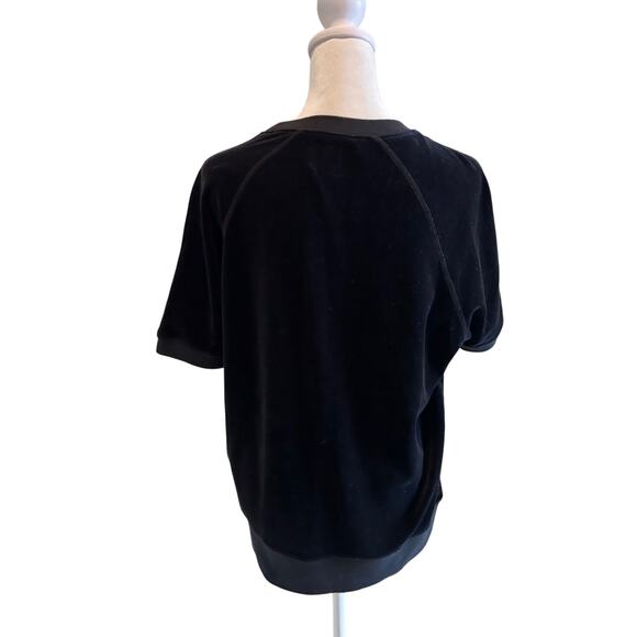 Todd Snyder Shirt SZM Velvet Short Sleeve Pullover Black Round Neck Women - Picture 2 of 10